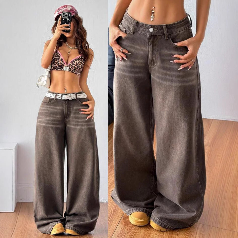 Damen Weite High-Waist Jeans mit lässigem Schnitt EB