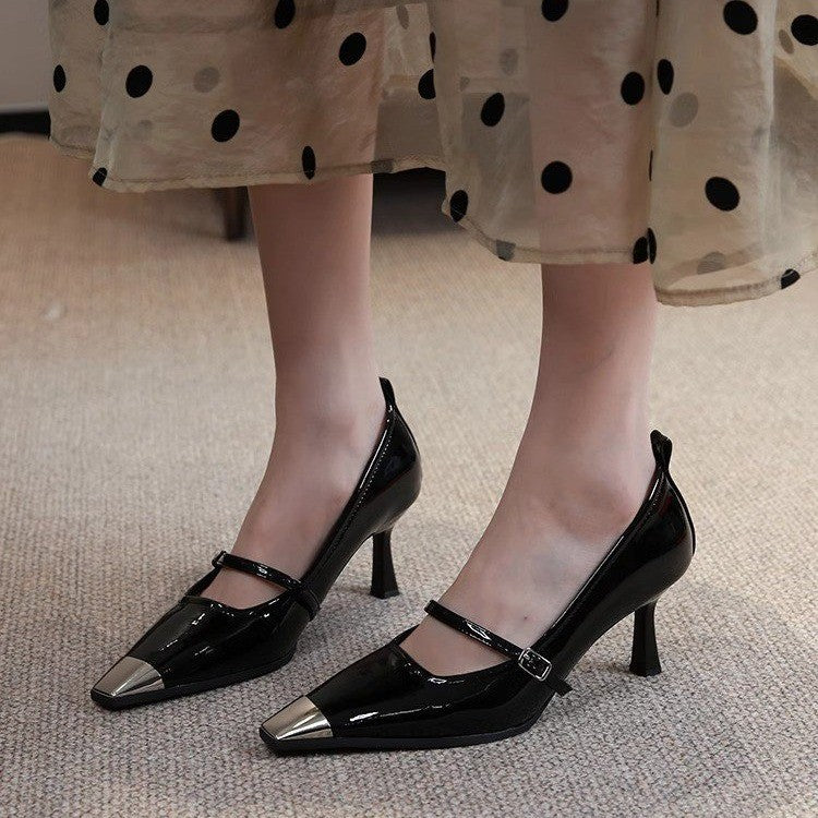 Damen elegante Slingback-Pumps mit spitzem Zehenbereich und glitzerndem Obermaterial EB