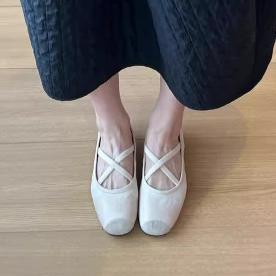 Damen Ballerinas mit elegantem Kreuzband und bequemem Fußbett EB
