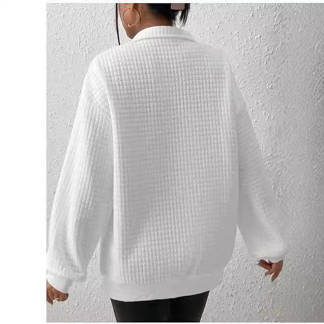 Damen Pullover mit strukturiertem Design und kurzem Reißverschluss EB