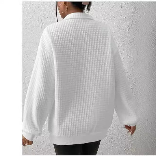 Damen Pullover mit strukturiertem Design und kurzem Reißverschluss EB