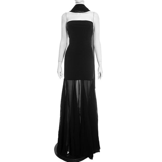 Damen Elegantes Abendkleid mit transparenten Drapierungen EB