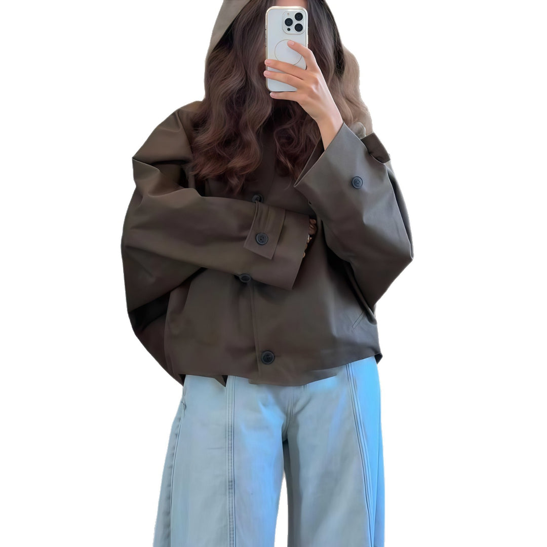 Damen Oversized Regenjacke mit Kapuze und modischem Schnitt EB