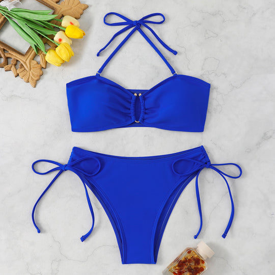 Damen Bikini-Set mit verstellbaren Trägern und modischem Knotendetail EB