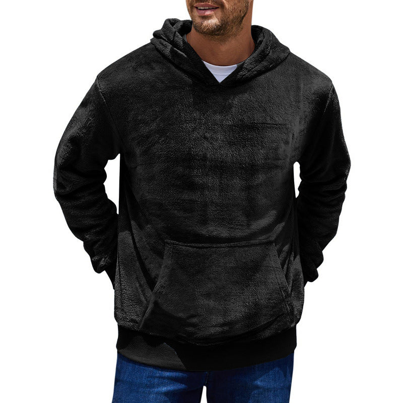 Herren kuscheliger Hoodie mit praktischen Kängurutaschen und hohem Kragen EB
