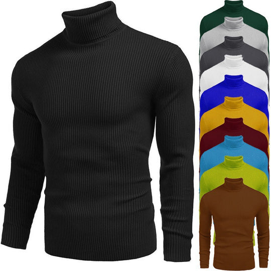 Herren eleganter Rollkragenpullover aus ribbed Strick EB