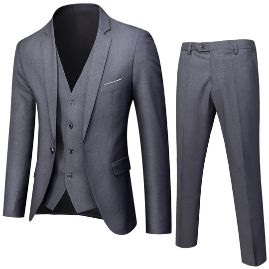 Herren nan dreiteiliges Business-Anzugset mit tailliertem Einreiher-Sakko, schmal geschnittener Weste und elegant geschnittener Anzughose EB