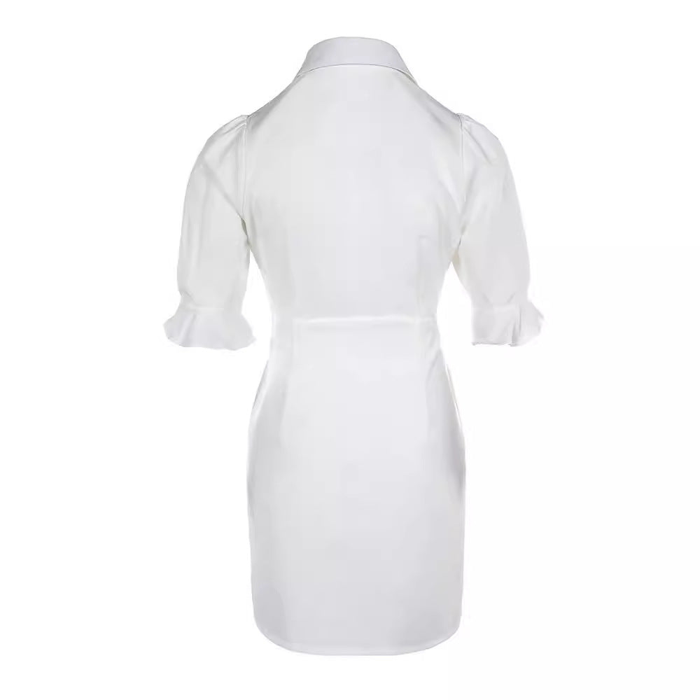 Damen Hemdbluse Kleid EB