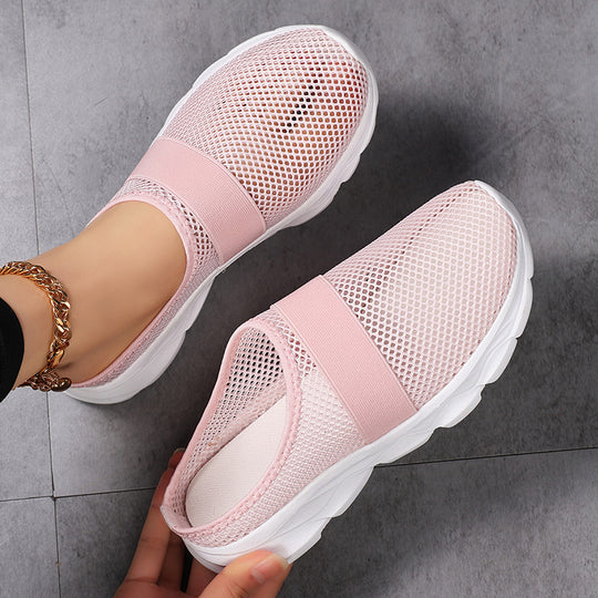 Damen Bequeme Netz-Sneaker mit elastischem Riemen und atmungsaktiver Sohle EB