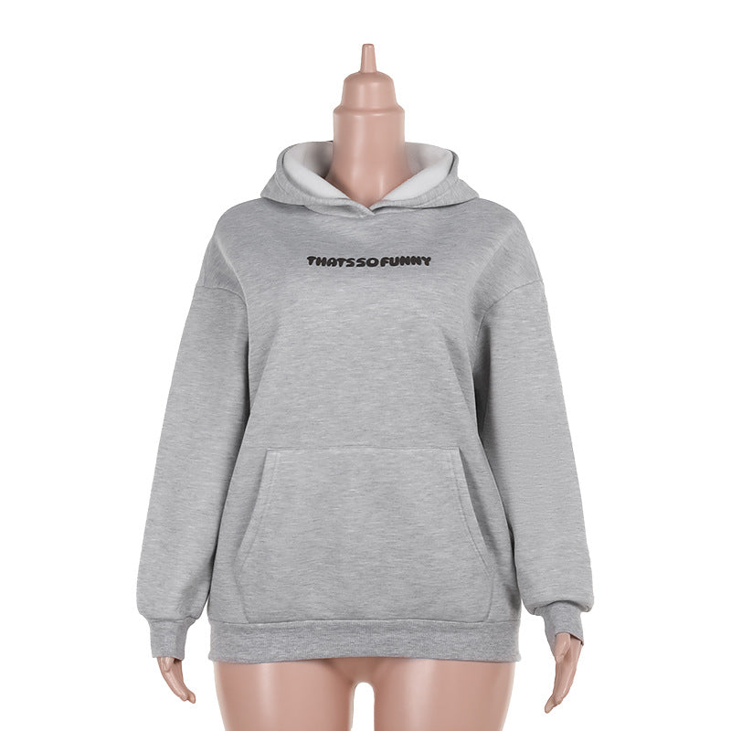 Damen Oversize-Kapuzenpullover mit Kängurutasche und Statement-Schriftzug EB