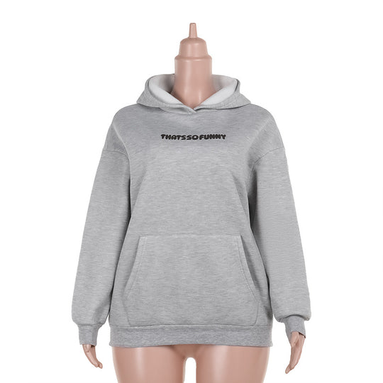 Damen Oversize-Kapuzenpullover mit Kängurutasche und Statement-Schriftzug EB