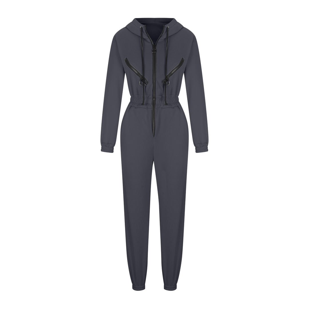 Damen nan kurzes Halbzip-Loungewear-Set mit elastischem Taillenbund und oversized Schnitt EB