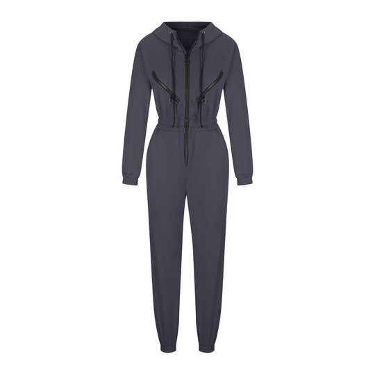 Damen nan kurzes Halbzip-Loungewear-Set mit elastischem Taillenbund und oversized Schnitt EB