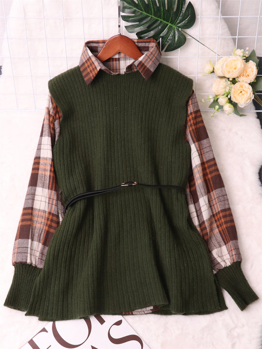 Damen Modischer Pullunder mit Hemd-Details EB