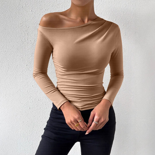 Damen Langarmshirt mit asymmetrischem Ausschnitt und figurformendem Schnitt EB