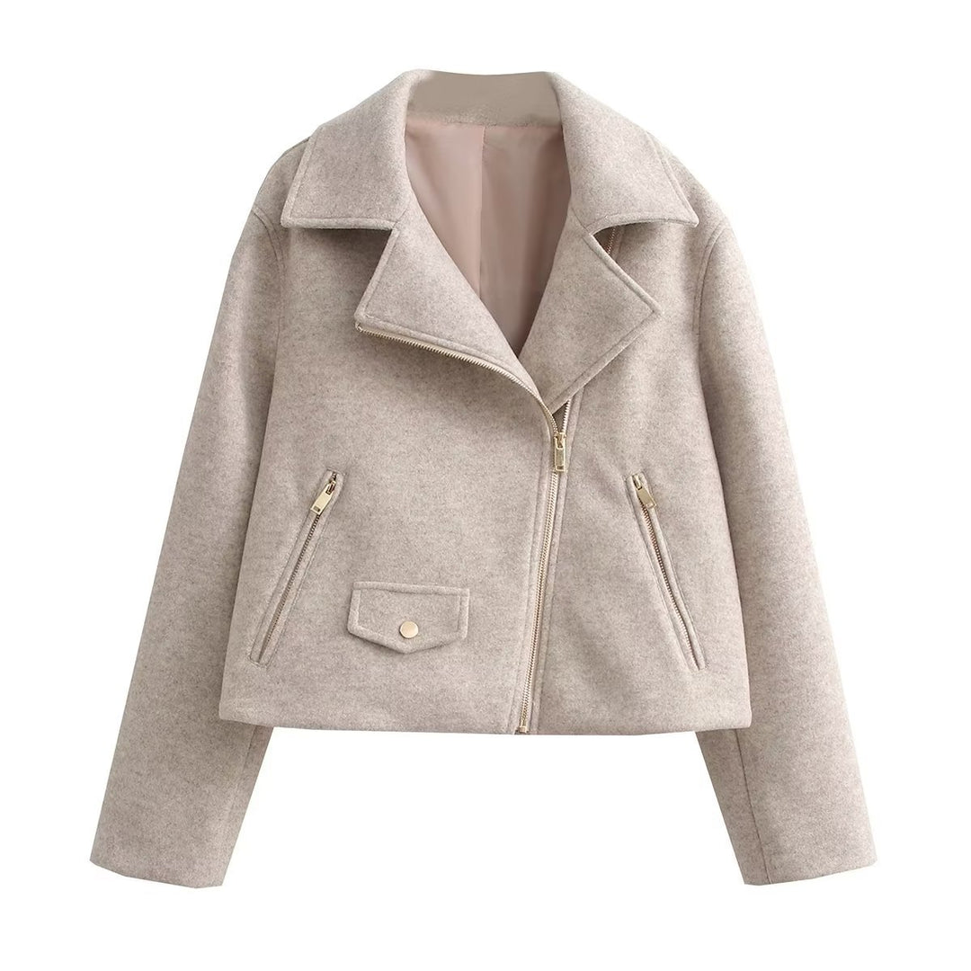 Damen modische Übergangsjacke im lässigen Stil aus weichem Material mit praktischen Taschen EB