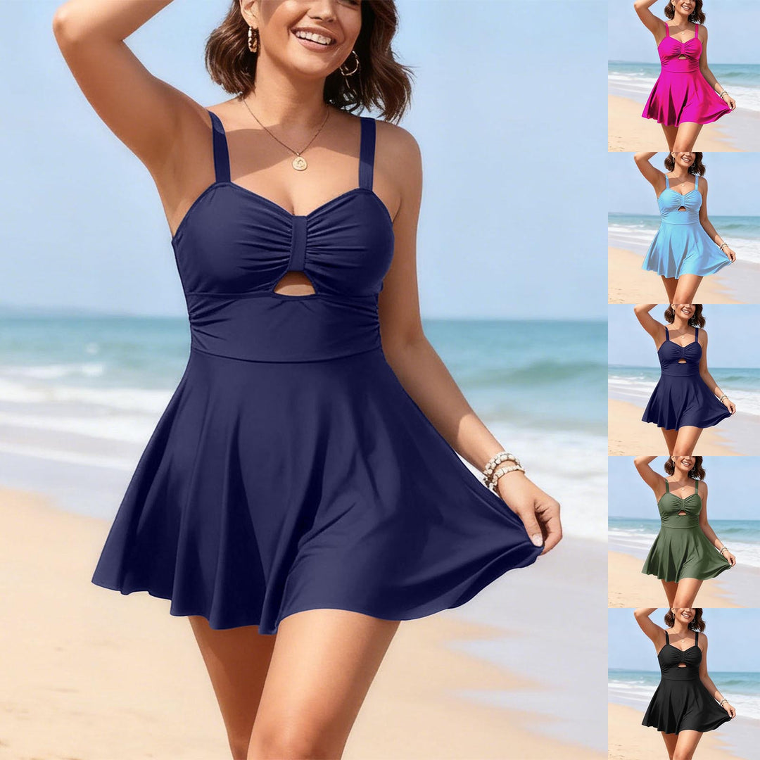 Damen Einteiliger Badeanzug mit verspieltem Rock und Cut-Out EB