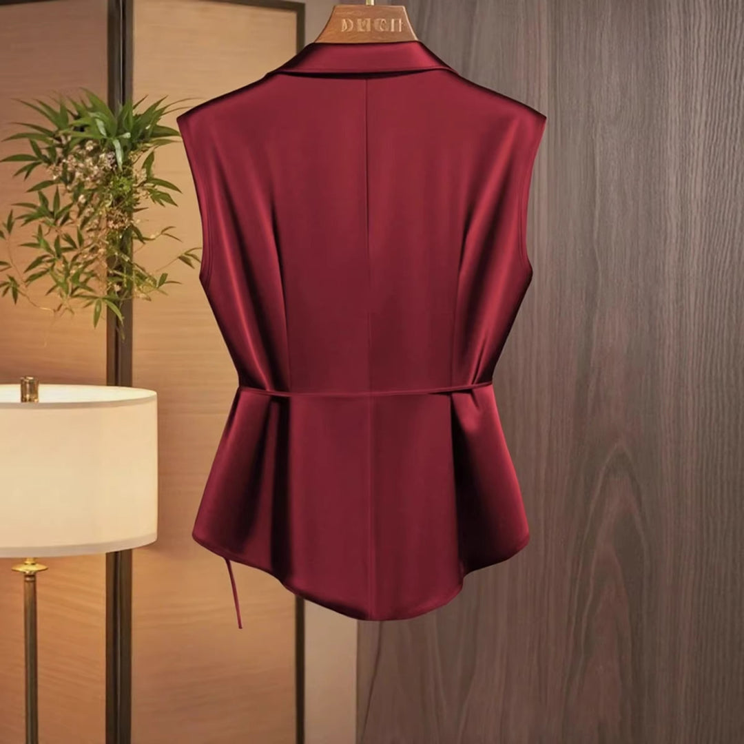Damen elegante Wickelbluse mit femininer Drapierung und Schalkragen EB