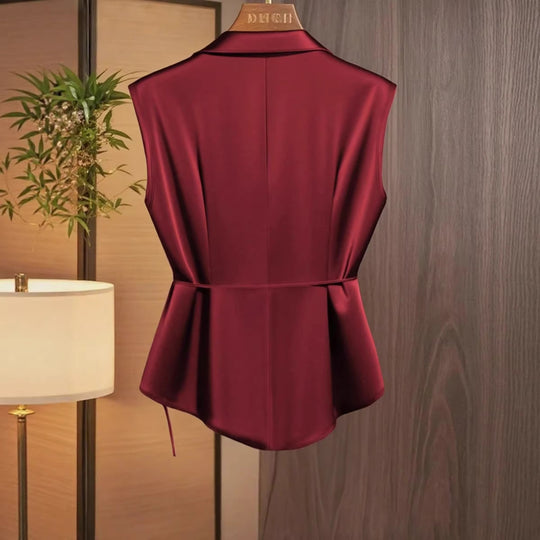 Damen elegante Wickelbluse mit femininer Drapierung und Schalkragen EB