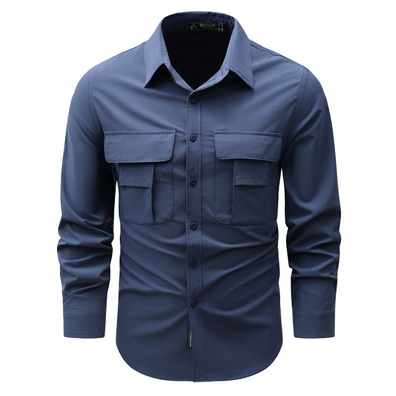 Herren nan robustes Outdoor-Utility-Hemd mit verschließbaren Brustklappen und Ripstopgewebe EB