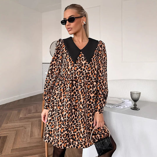 Damen Leichtes Tiermuster Kleid EB