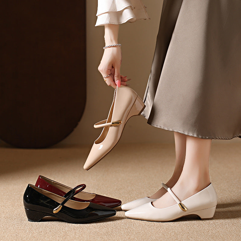 Damen elegante Mary Jane Schuhe mit Absatz EB