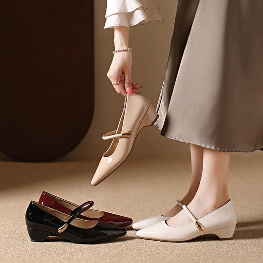 Damen elegante Mary Jane Schuhe mit Absatz EB