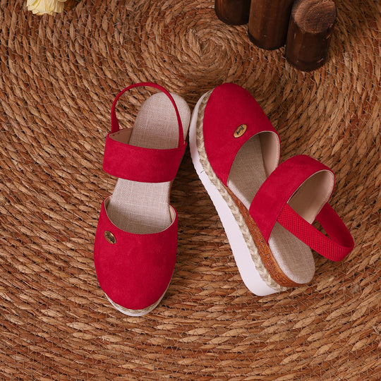 Damen komfortable Keil-Sandalen mit elastischen Riemen EB