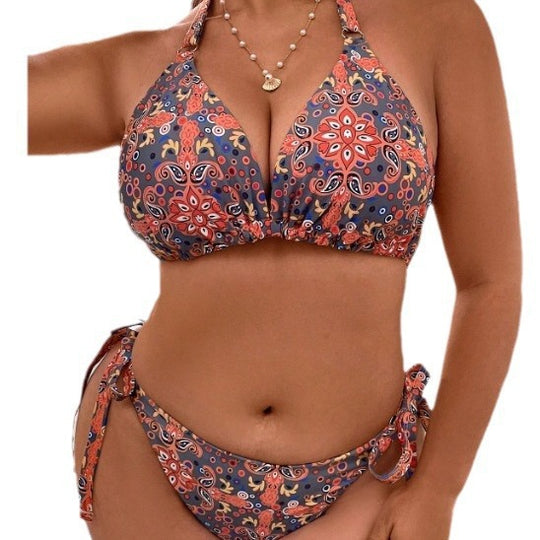 Damen Triangel-Bikini mit verstellbaren Bindebändern und verspieltem Design EB