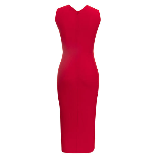 Damen Elegantes Cocktailkleid mit raffinierten Cut-Outs und metallic großen Knopfdetails EB