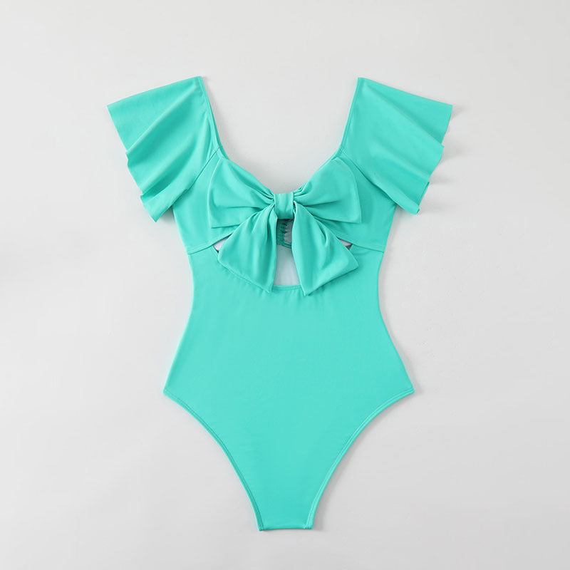 Damen Eleganter Einteiler Badeanzug mit Rüschendetails EB