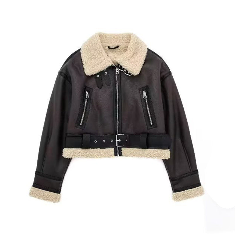 Damen modische jacke mit Innenfutter und Gürtel EB