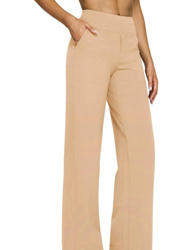 Damen nan weit geschnittene Palazzo-Hose mit hochgeschnittenem Komfortbund und Eingrifftaschen EB