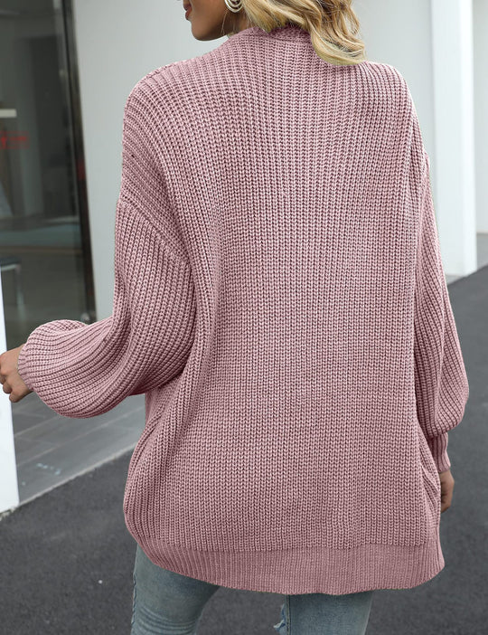 Damen Oversized Strickjacke mit tiefem Schnitt EB