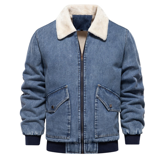 Herren Denimjacke mit warmem Fleecefutter und praktischen Taschen EB