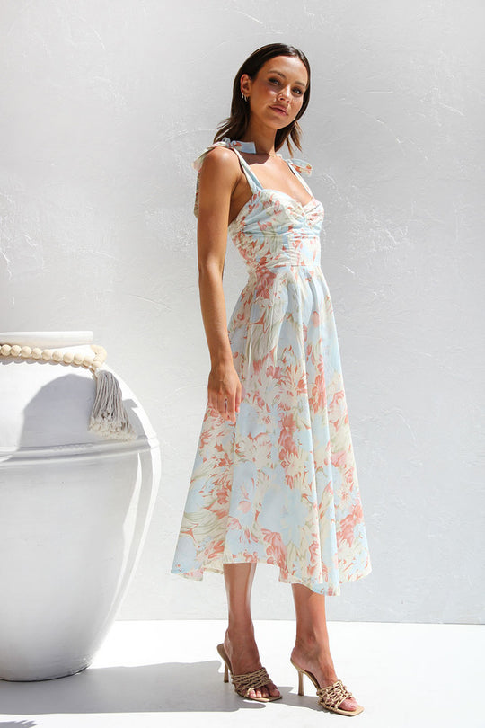 Damen Sommerliches Blumenkleid mit elegantem Spaghettiträger-Design EB