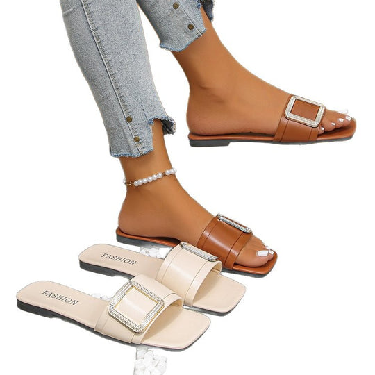Damen trendige Mules mit elegantem Dekor EB