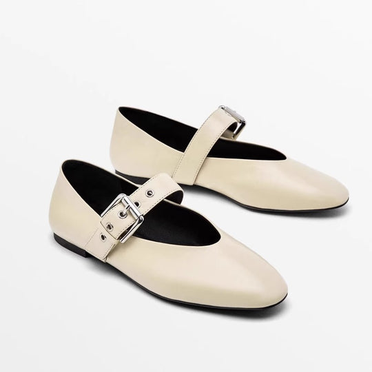 Damen Ballerinas mit verstellbarem Riemendesign und elegantem Schnallenakzent EB
