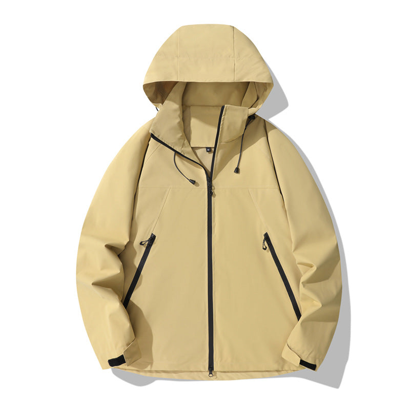 Damen wasserabweisende Outdoor-Jacke mit verstellbarem Kapuzenkragen und funktionalen Reißverschlusstaschen EB