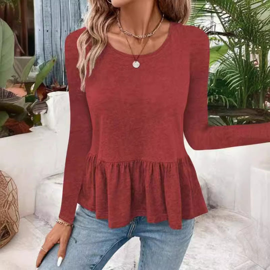 Damen Langarmshirt mit voluminösem Peplumschnitt EB