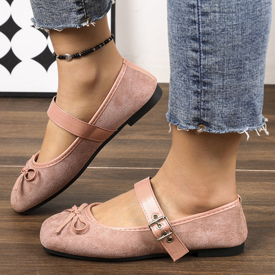 Damen  Ballerinas mit Leopardenmuster, verstellbarem Mary-Jane-Riemen und dekorativer Schleife EB