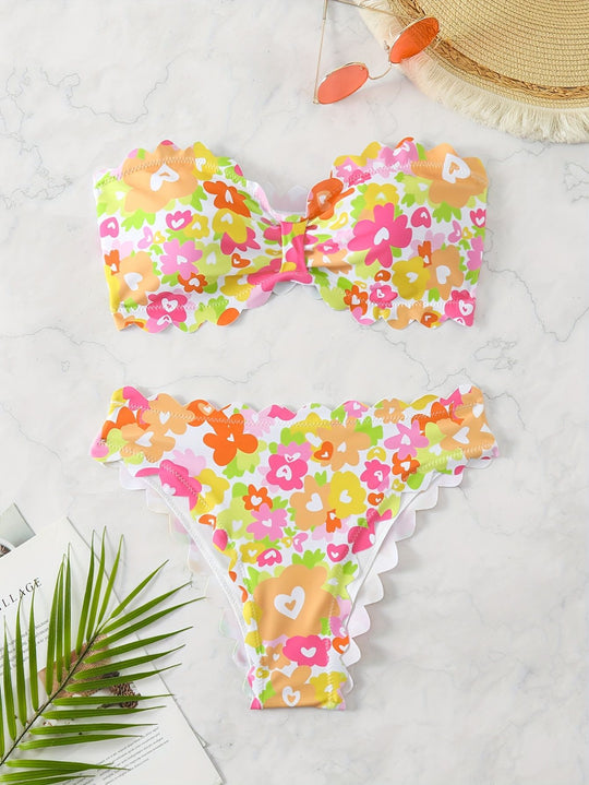 Damen Bikini-Set mit floralem Muster EB
