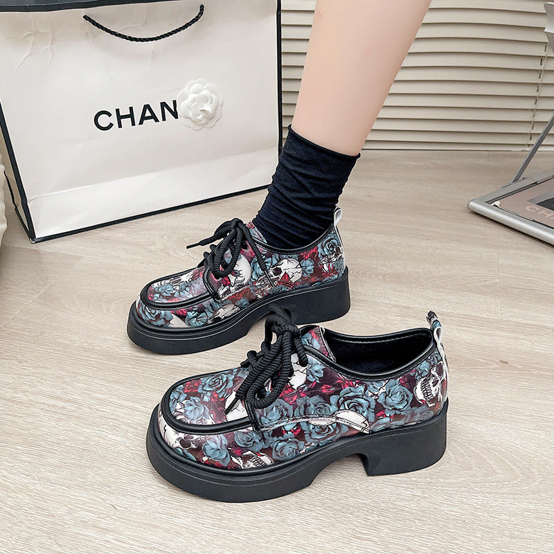 Damen Modische Plateausneaker mit floralem Muster und ausgefallenem Design EB