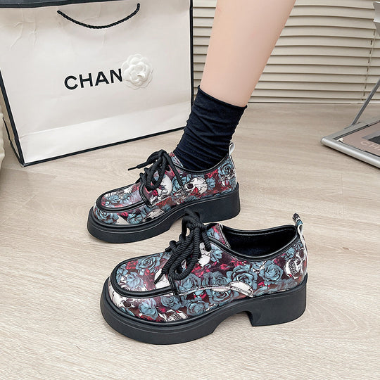Damen Modische Plateausneaker mit floralem Muster und ausgefallenem Design EB