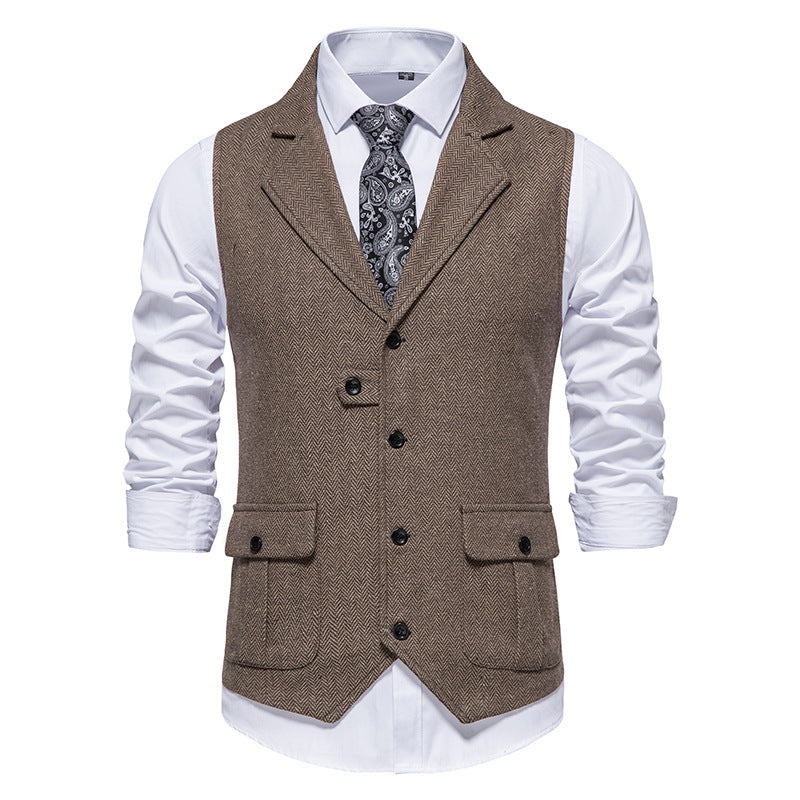Herren Anzugweste aus hochwertigem Herringbone-Stoff EB