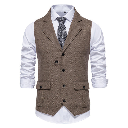 Herren Anzugweste aus hochwertigem Herringbone-Stoff EB
