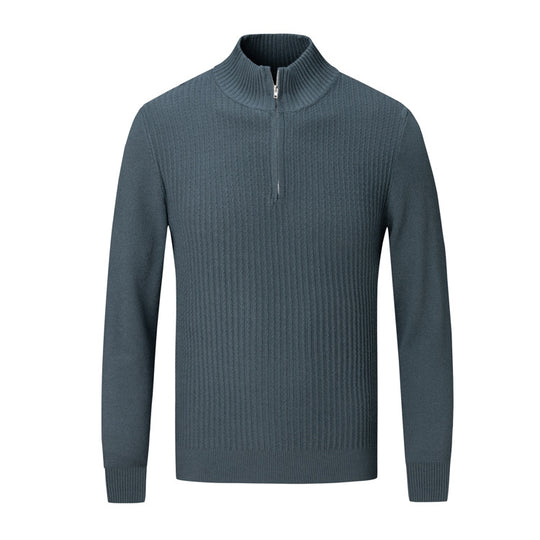 Herren Strickpullover mit modernem Stehkragen und feinem Rippdesign EB