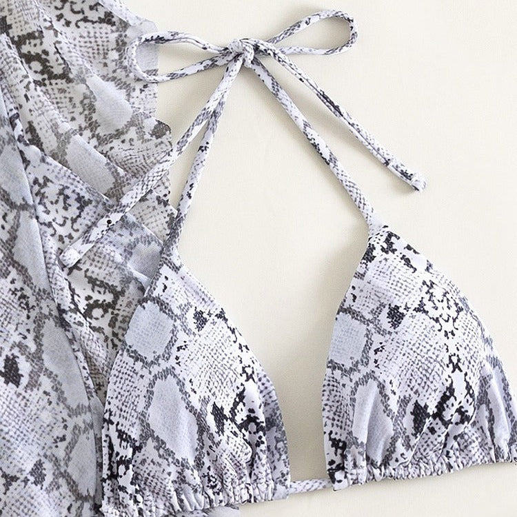 Damen Triangel-Bikini mit schicker Schlangeffekt-Wickelhose EB