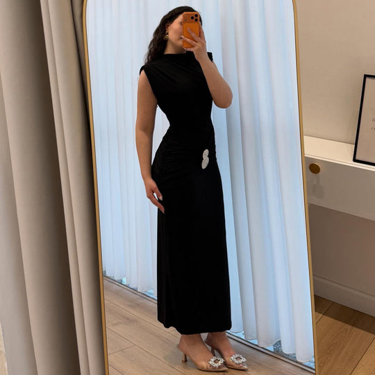 Damen Maxikleid mit raffiniertem Wickeleffekt und schmalem Schnitt EB
