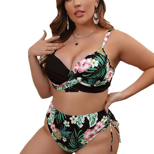 Damen Hochtailliertes Bikini-Set mit floralem Wickel-Top EB